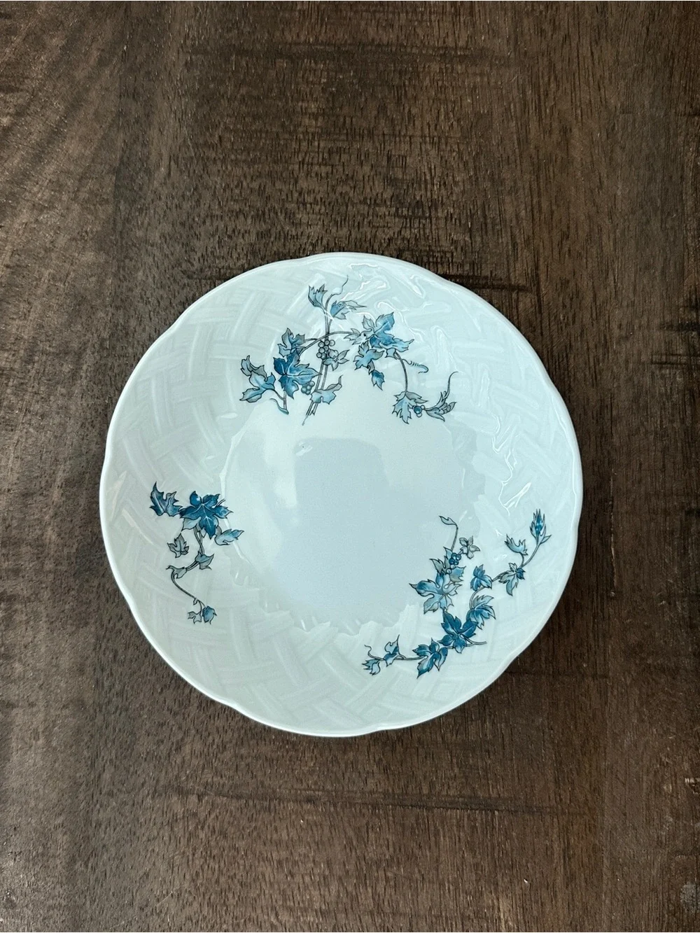 Vintage Bernardaud & Co Limoges France Saint Saens Saucer Plate 5.25” White Blue
